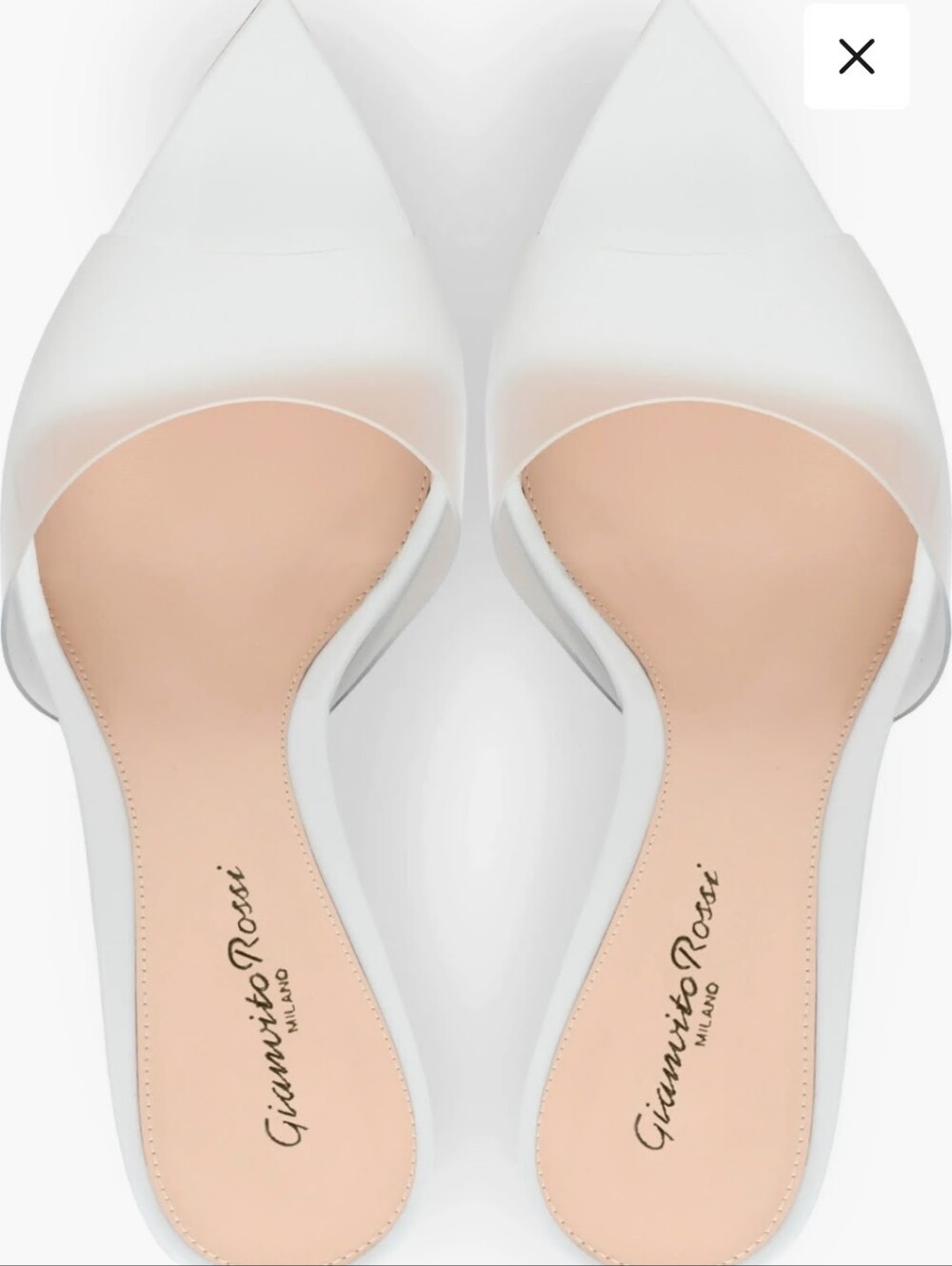 Gianvito Rossi Elle 85 Mules Size 39 White Clear PVC Pointed Toe Heels New/Box